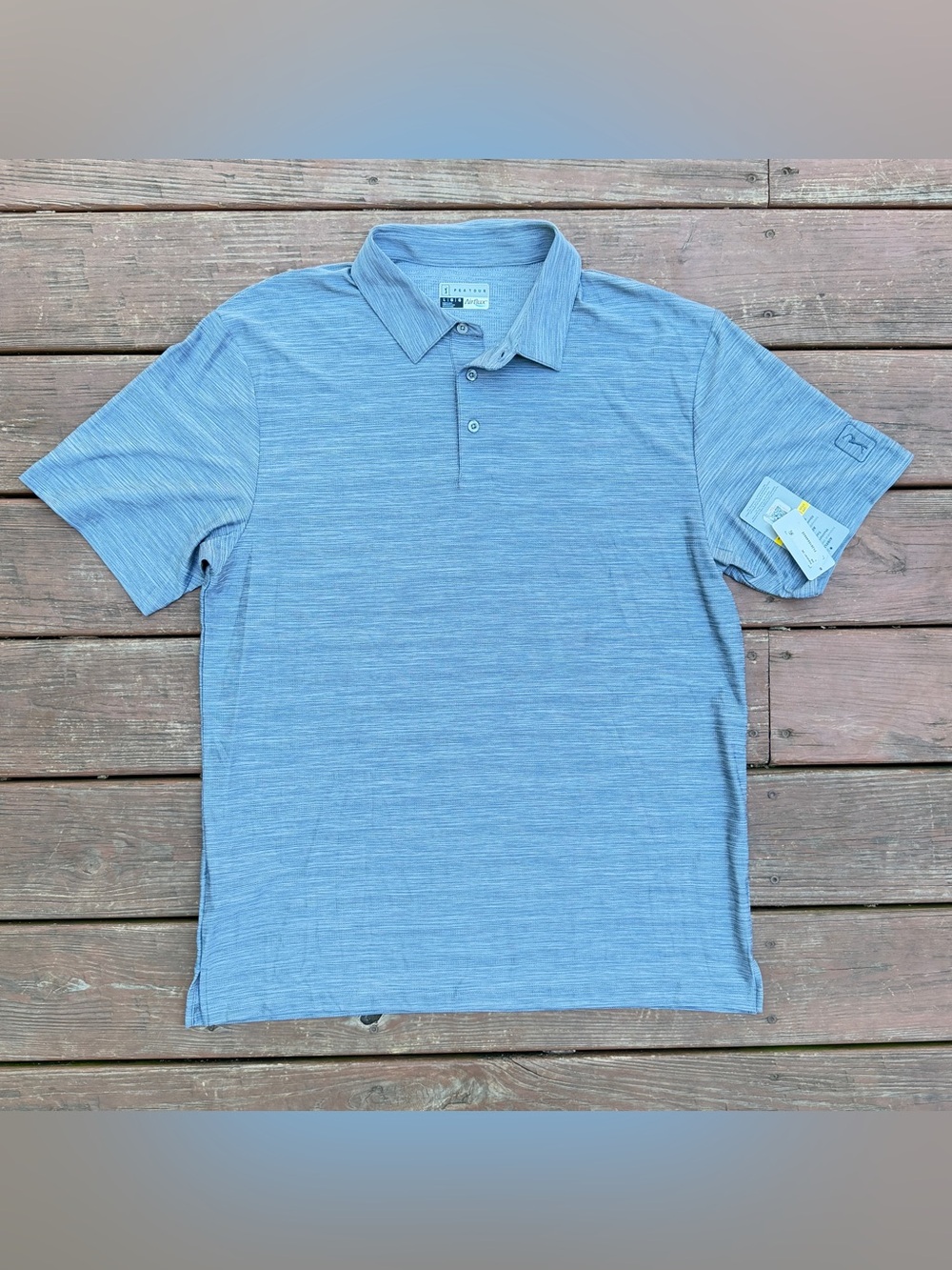 NWT PGA Tour Men’s Large Gray Airflux Golf Polo Shirt Stretch Performance UV